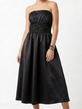 Vintage 80s GUNNE SAX Black Satin Goth Prom Dress 7